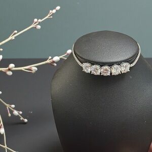 Solid 925 Silver 10ct Moissanite Tennis Bracelet Adjustable 7-9 inches